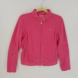 Lilly Pulitzer Women's Pink Logo Zip Front Fleece Jacket Size XS Hidden Pockets